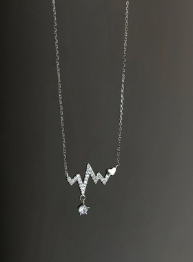 日韩风夏季新款心跳项链女小众个性潮ins网红心电图锁骨链颈链