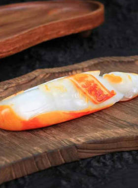 天然和田玉籽料财神手把件