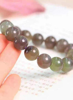 天然和田玉烟紫圆珠手串天然玉石老料紫气东来男女手链高级感玉珠