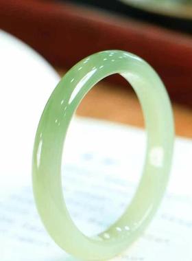 天然和田玉翠青手镯女款