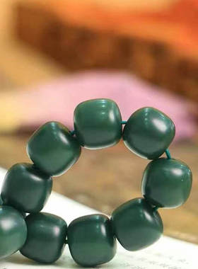 天然和田玉碧玉直切桶珠手串