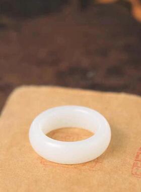 天然和田玉白玉指环戒指男女款