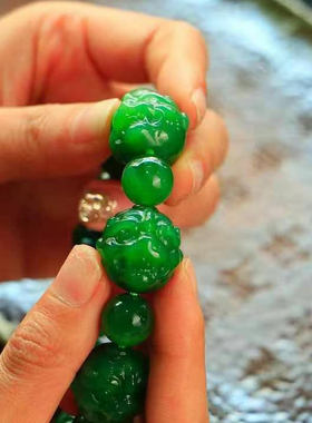 天然和田玉碧玉貔貅手链