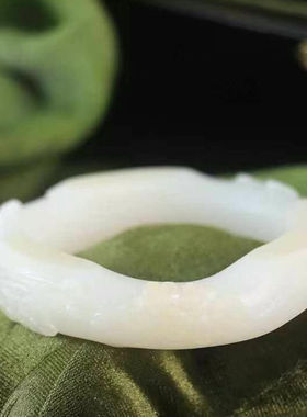 新疆和田玉羊脂白玉老坑料手镯