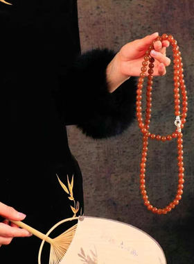 天然和田玉且末红糖手链圆珠手链