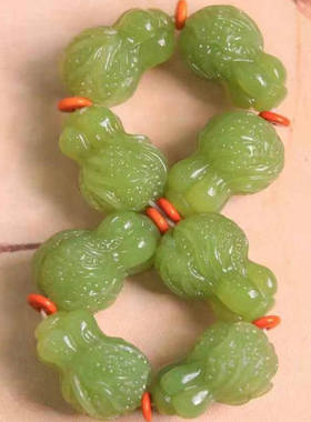 天然和田玉黄口料白菜手串