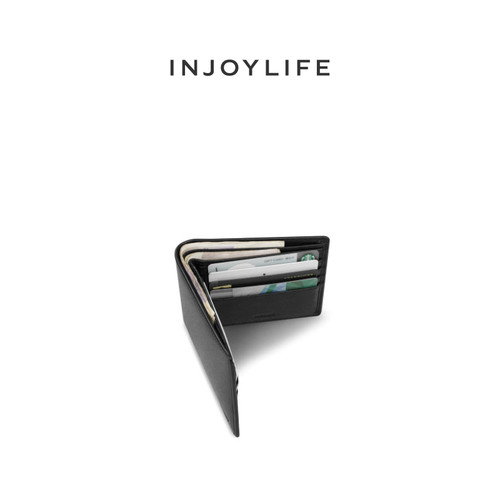 【七夕礼物】INJOYLIFE男士钱包短款皮夹头层牛皮商务送男友卡包 - 图2