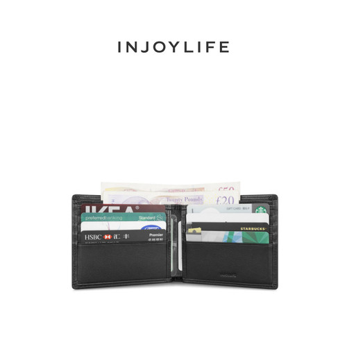 【七夕礼物】INJOYLIFE男士钱包短款皮夹头层牛皮商务送男友卡包 - 图0