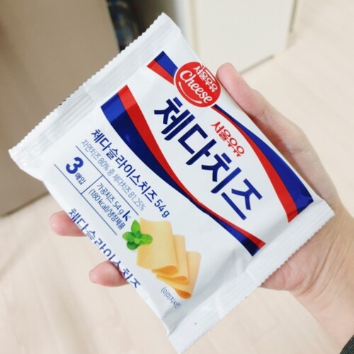 韩国进口食品首尔牛奶切达奶酪片再制干芝士片料理食材100g5片装 - 图3