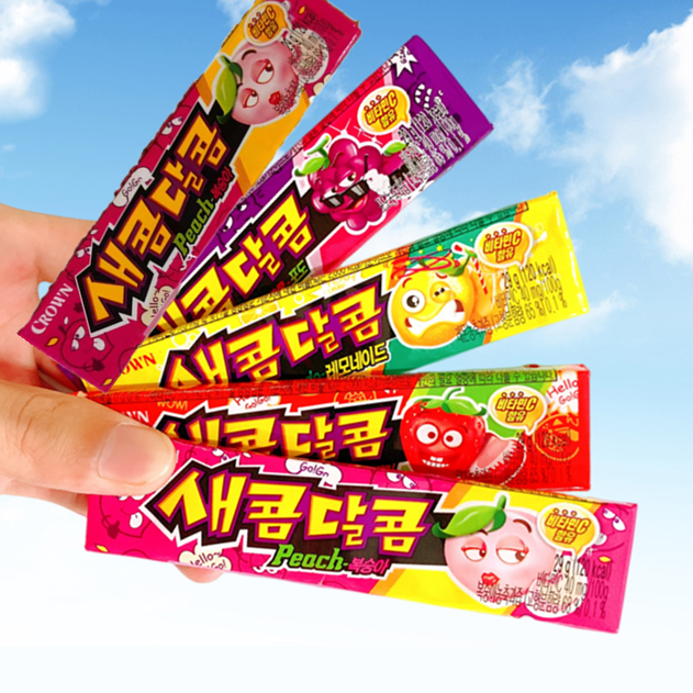 韩国进口crown克丽安酸甜水果味软糖草莓葡萄桃子味儿童糖果29g - 图1