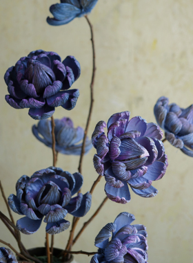 巨型油画果紫瑞花干花插花束办公室客厅家居装饰文艺复古风格摆件