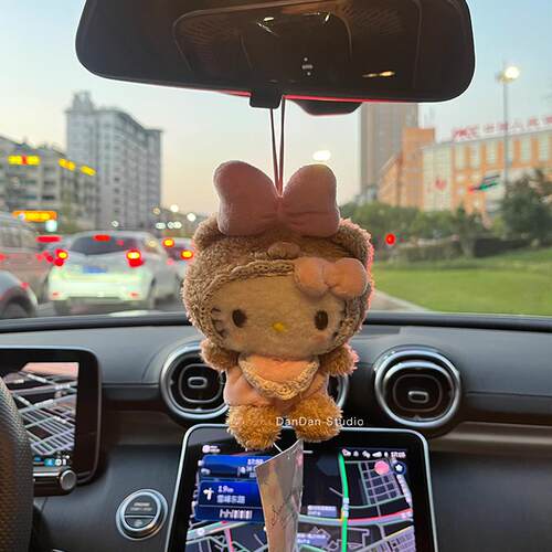 三丽鸥宝宝凯蒂猫汽车车挂可爱卡通毛绒汽车挂件车载新车礼物 - 图2