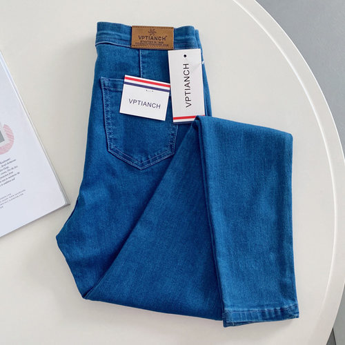 2025秋季新款修身高腰牛仔裤高弹力紧身显瘦提臀加绒小脚裤长裤 - 图3