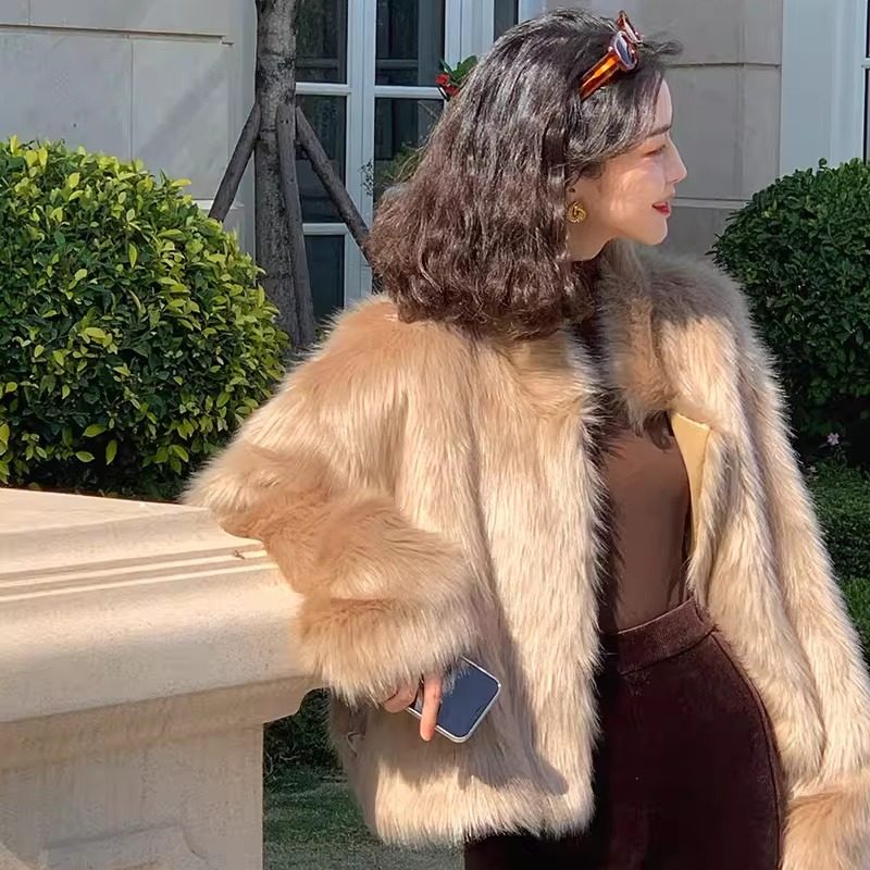 酒午经典返场限时冬季宽松显瘦毛毛外套短款毛茸保暖仿皮草上衣女,淘宝优惠券,粉丝福利购,淘宝优惠卷