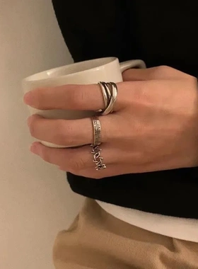 爆款复古简约百搭做旧罗马数字戒指女韩版嘻哈ins潮开高颜值