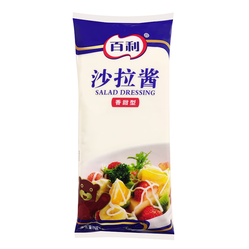 正品百利香甜型沙拉酱1KG*12包/箱手抓饼水果蔬菜寿司沙拉酱-图3