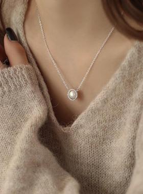 亲爱的仇敌陈妍希陈凯西同款圆圈锆石珍珠项链通体S925纯银新款