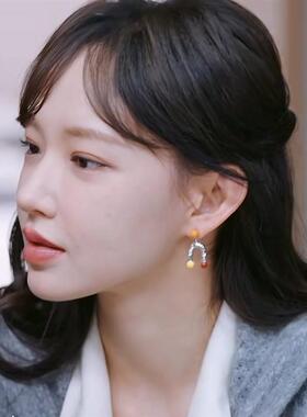 是妈妈是女儿程潇同款撞色耳钉女款轻奢高级感精致设计感耳饰耳环