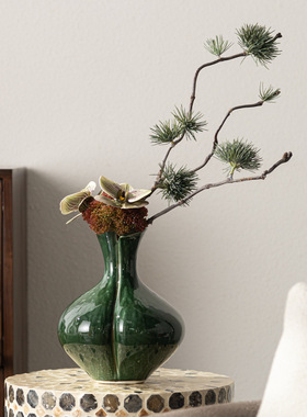 新中式样板房间客厅玄关水墨陶瓷花器售楼处民宿酒店玄关装饰品