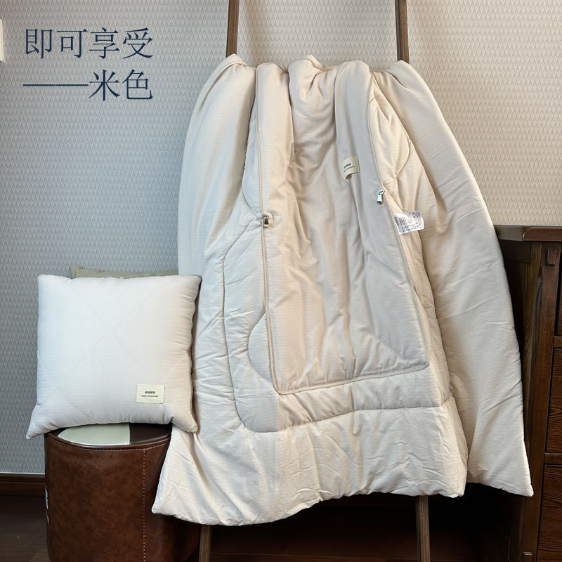 纯色拉链款简约抱枕被子午休被办公家居汽车两用折叠被午休毯 - 图2