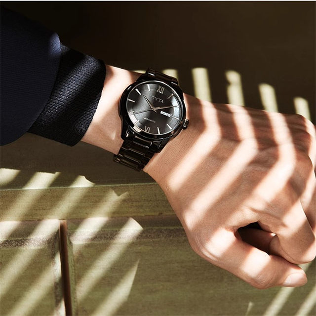 Fiyta dazzling black men's simple mechanical watch