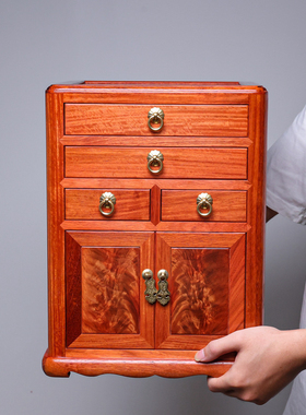 缅甸花梨茶水柜收藏收纳柜中式红文玩道木柜茶具茶器柜