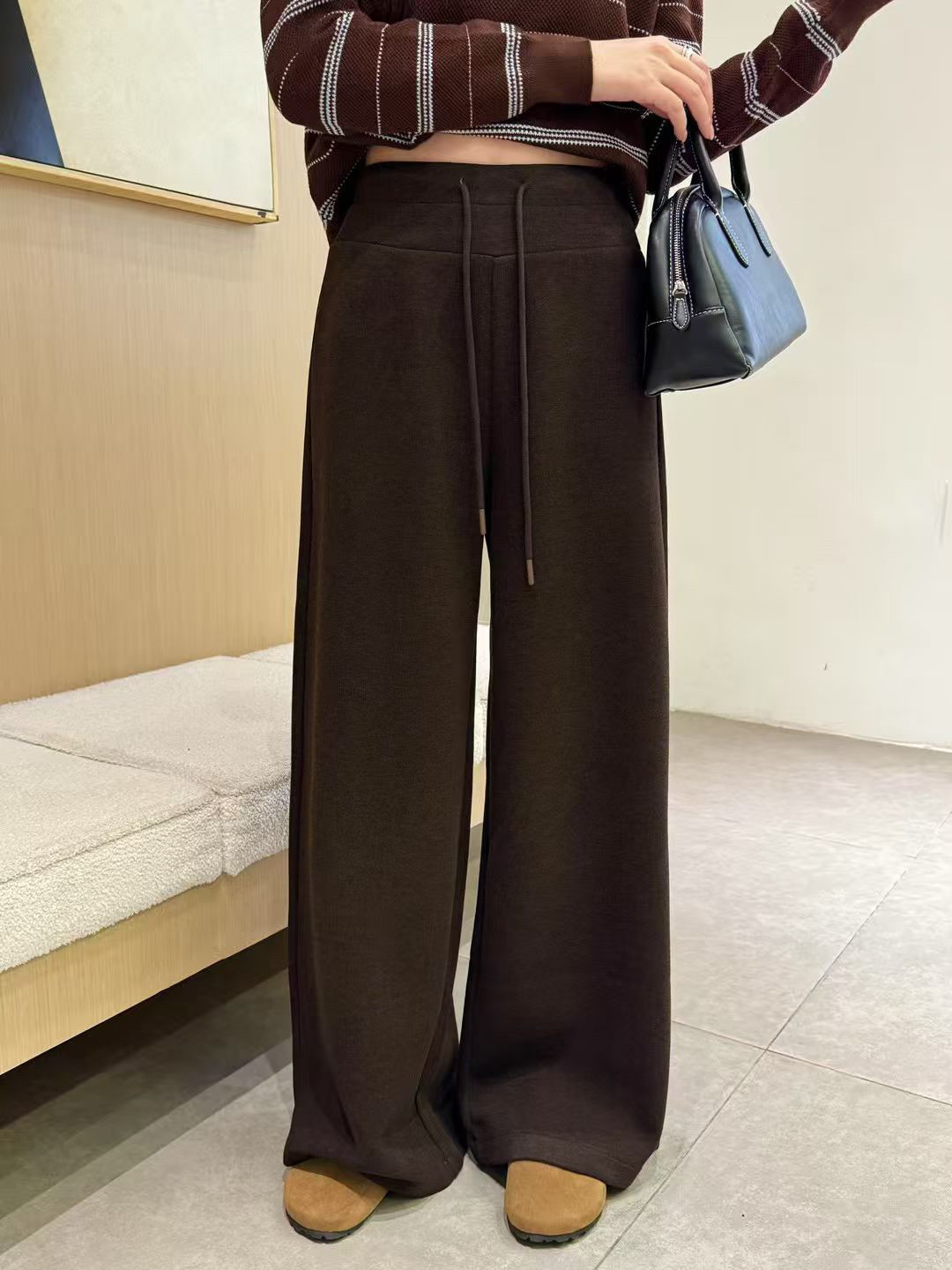 韩范L Y25冬季品质新款宽松显瘦百搭高腰直筒阔腿休闲裤女866,淘宝优惠券,粉丝福利购,淘宝优惠卷