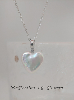 天然珍珠炫彩天然淡水珍珠爱心吊坠珍珠s925银锁骨情人节520礼物