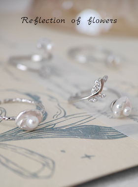 纯银活口可调节异形花朵戒指