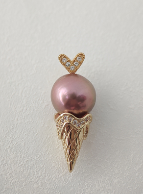 天然珍珠巴洛克冰激凌甜筒冰淇淋吊坠挂件一物一拍吊坠巴洛克项链