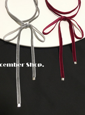 日系韩版丝绒带choker系带款蝴蝶结锁骨链围巾款项圈长款脖带饰品