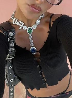 双头熊家潮流亚比Y2K字母项链