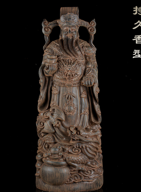 正宗越南沉香木精雕玄关观音财神