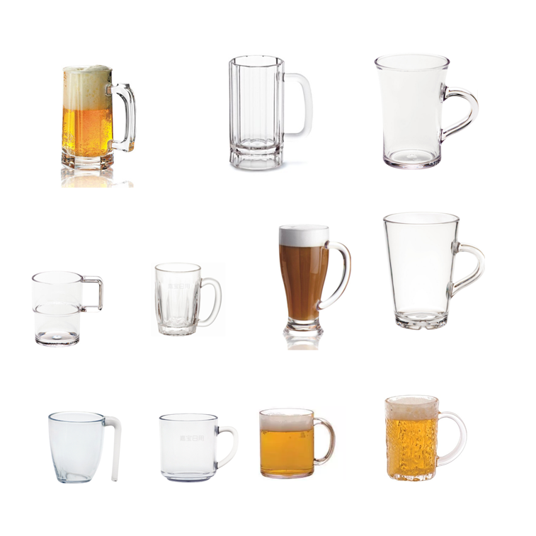 10个装扎啤杯透明茶杯塑料杯PC耐摔ktv加厚啤酒杯带把水杯子500ml - 图3