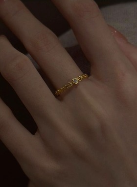 极细复古金色锆石戒指小众设计