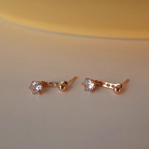 s925纯银锆石耳钉女轻奢小众设计高级感后挂式耳环气质时尚耳饰 - 图3