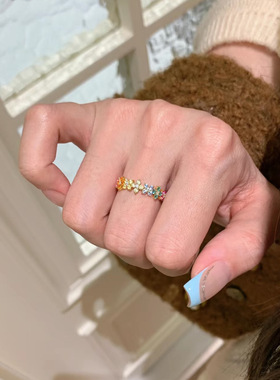 多巴胺四叶草锆石戒指女千金感