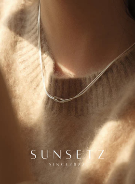 高保色双层蛇骨打结项链简约百搭