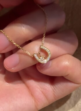 爆闪马蹄八芒星吊坠项链轻奢小众