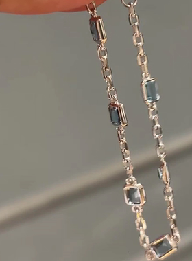 蓝色小方块手链女高颜值气质时尚