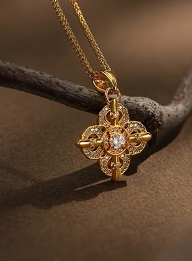 十字四叶花吊坠项链女高级感气质