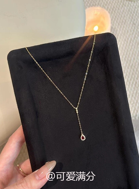 红色锆石吊坠项链轻奢小众高级感