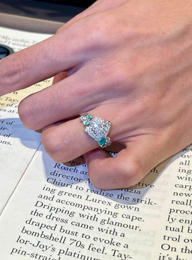 帕拉伊巴蓝色蜜蜂戒指女时尚高级