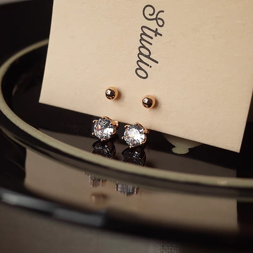 s925纯银锆石耳钉女轻奢小众设计高级感后挂式耳环气质时尚耳饰 - 图0