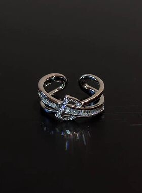 韩系爆闪交叉锆石戒指气质时尚