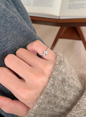 简约精致鸢尾花戒指女轻奢小众