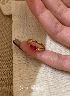 复古爆闪红色马眼钻戒指简约百搭