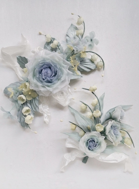diy玫瑰铃兰胸针真丝烫花
