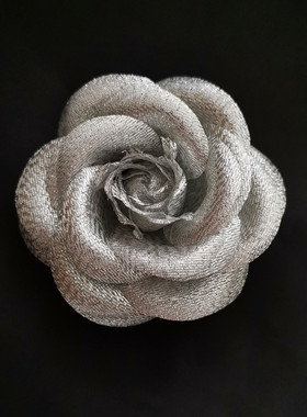 真丝烫花山茶花胸针diy手作