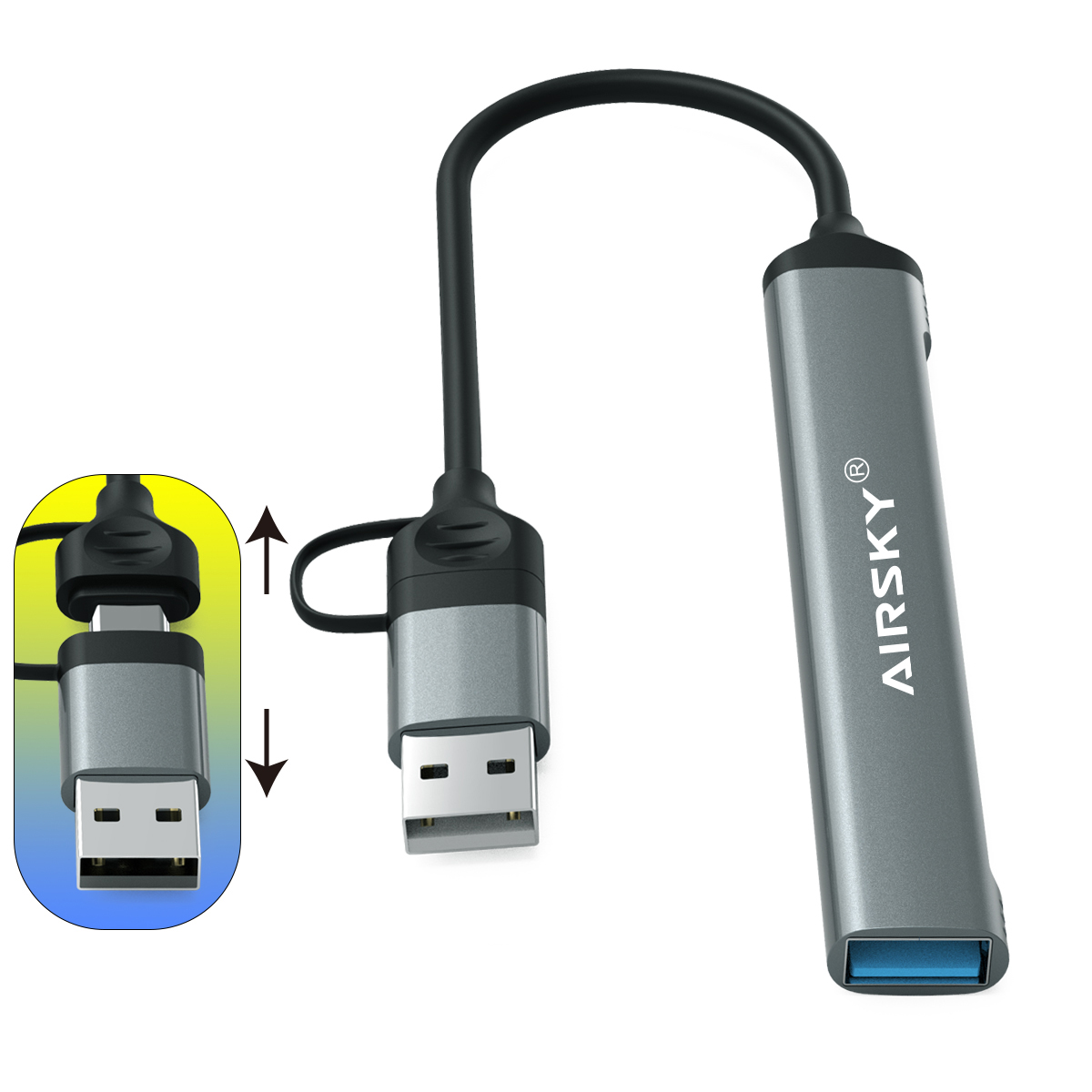 usb3.0分线器Type-c读卡器TF/SD卡USB高速连U盘键盘鼠标2.0分线器 - 图0